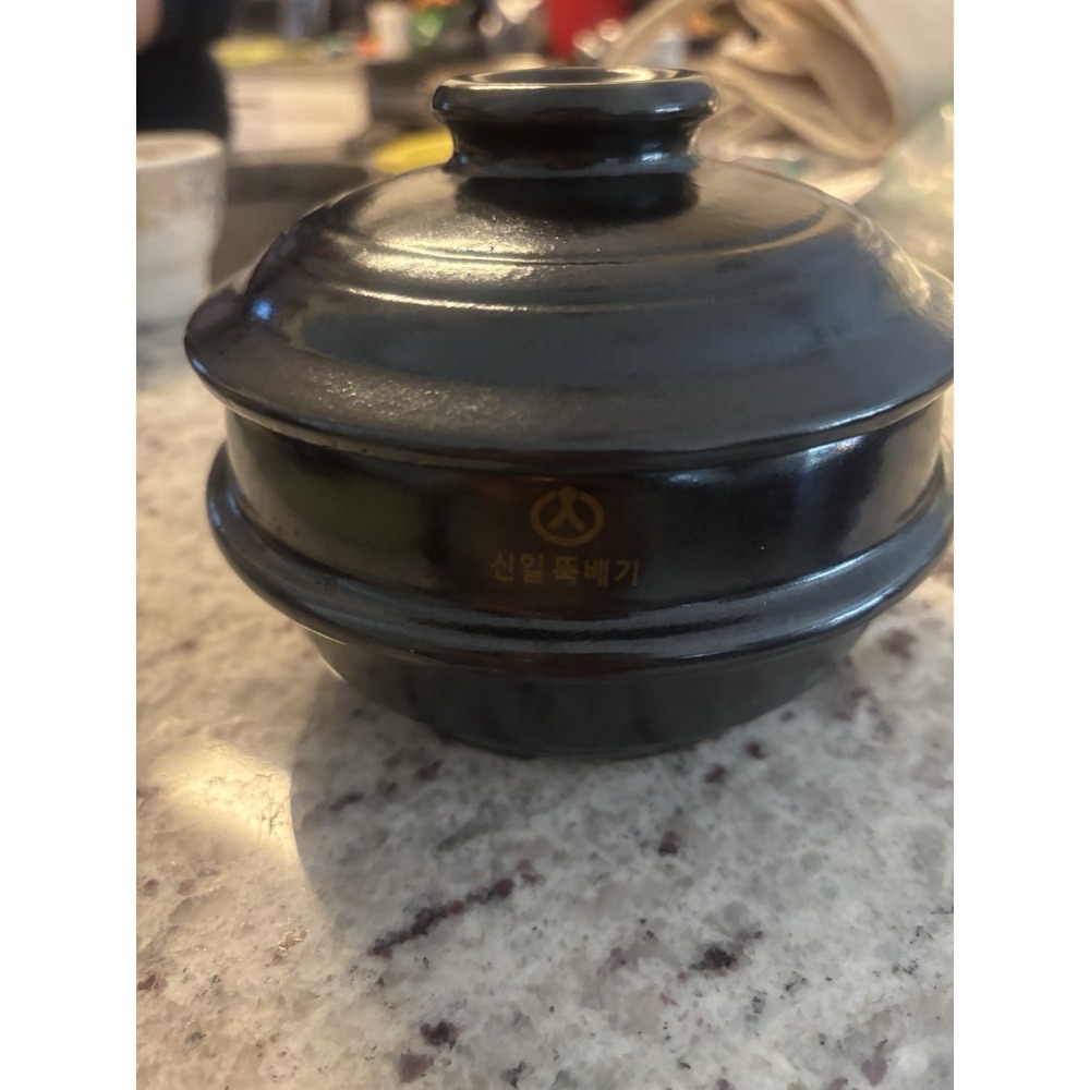 Korean Stone Bowl Sizzling Hot Pot for Bibimbap and Soup With Lid Ceramic 7"x5"